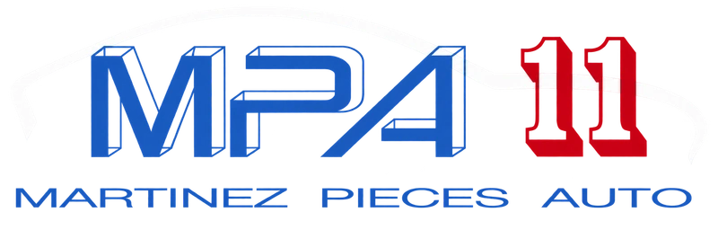 Logo MPA 11 Martinez Pièces Auto avec une silhouette de voiture blanche